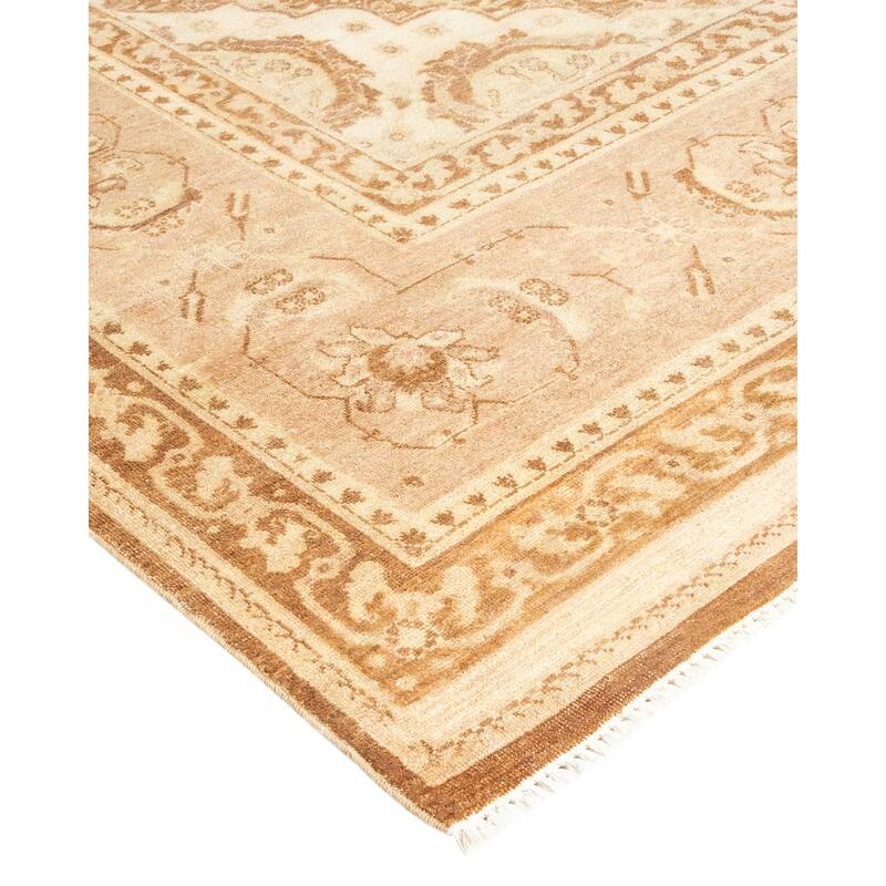 Overton Hand Knotted Wool Traditional Oriental Beige Area Rug - 6' x 9'