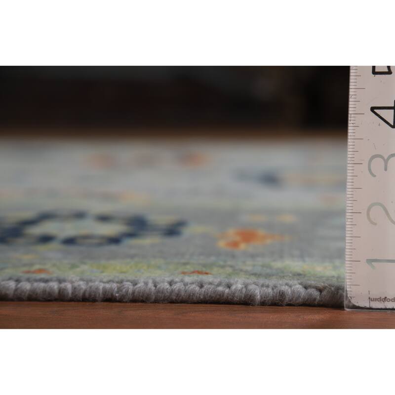 All-Over Gray Oushak Indian Area Rug Handmade Wool Carpet - 8'0" x 9'9"