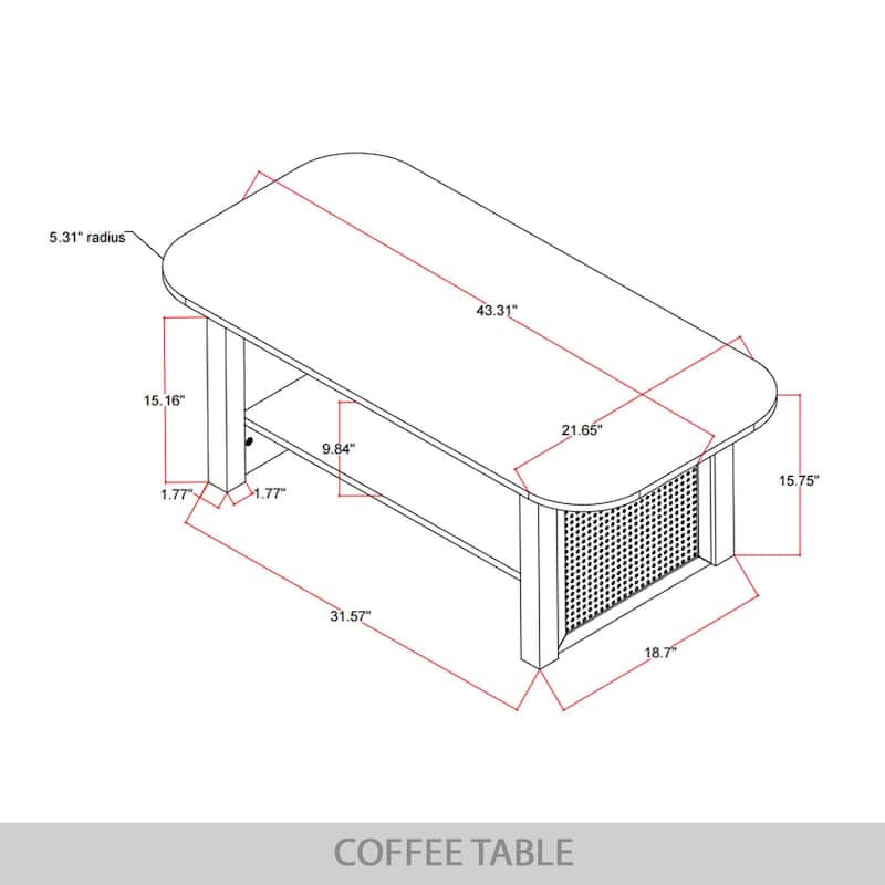 CraftPorch Mid-Century Modern Black Coffee Table