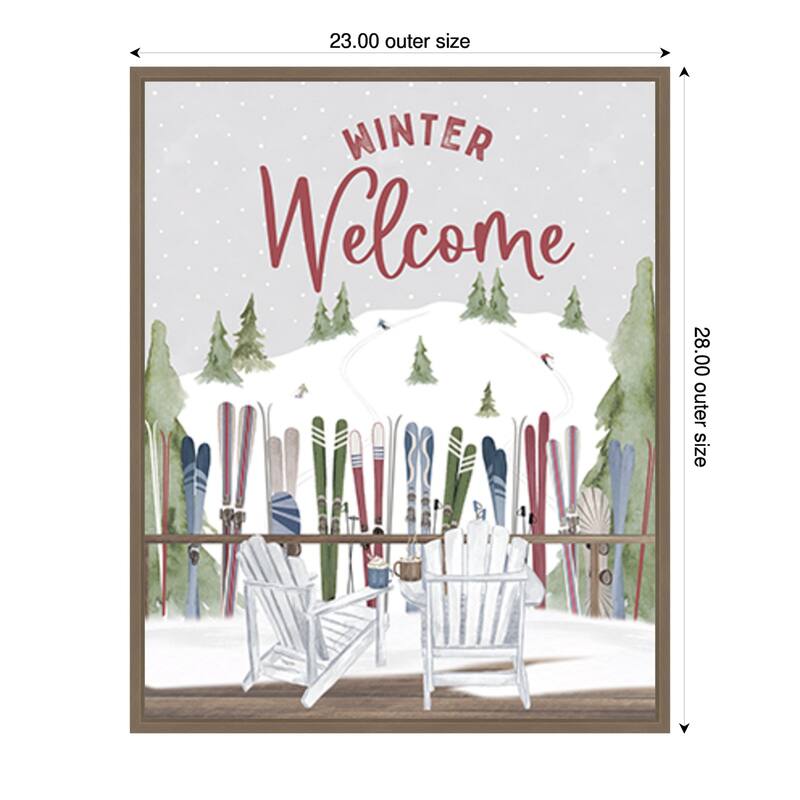 Winter Mountain Getaway portrait VII-Winter Welcome by Tara Reed (23 x 28 in.), Framed Canvas Wall Art Print - Sylvie Dark Gold