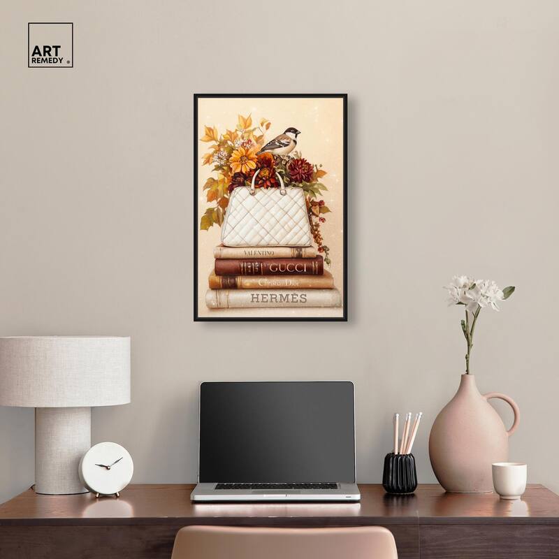 Little Bird Fall Flowers Glam Canvas by Art Remedy