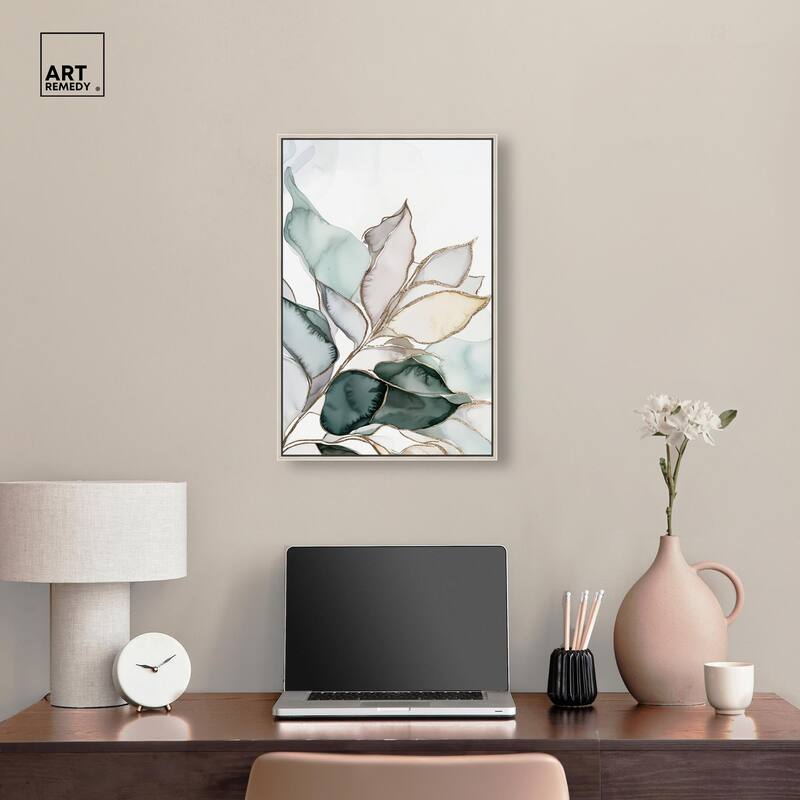 Pastel Leaves with Gold I Canvas by Art Remedy