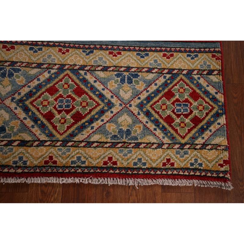 Striped Kazak Oriental Area Rug Handmade Wool Carpet - 5'2" x 6'8"