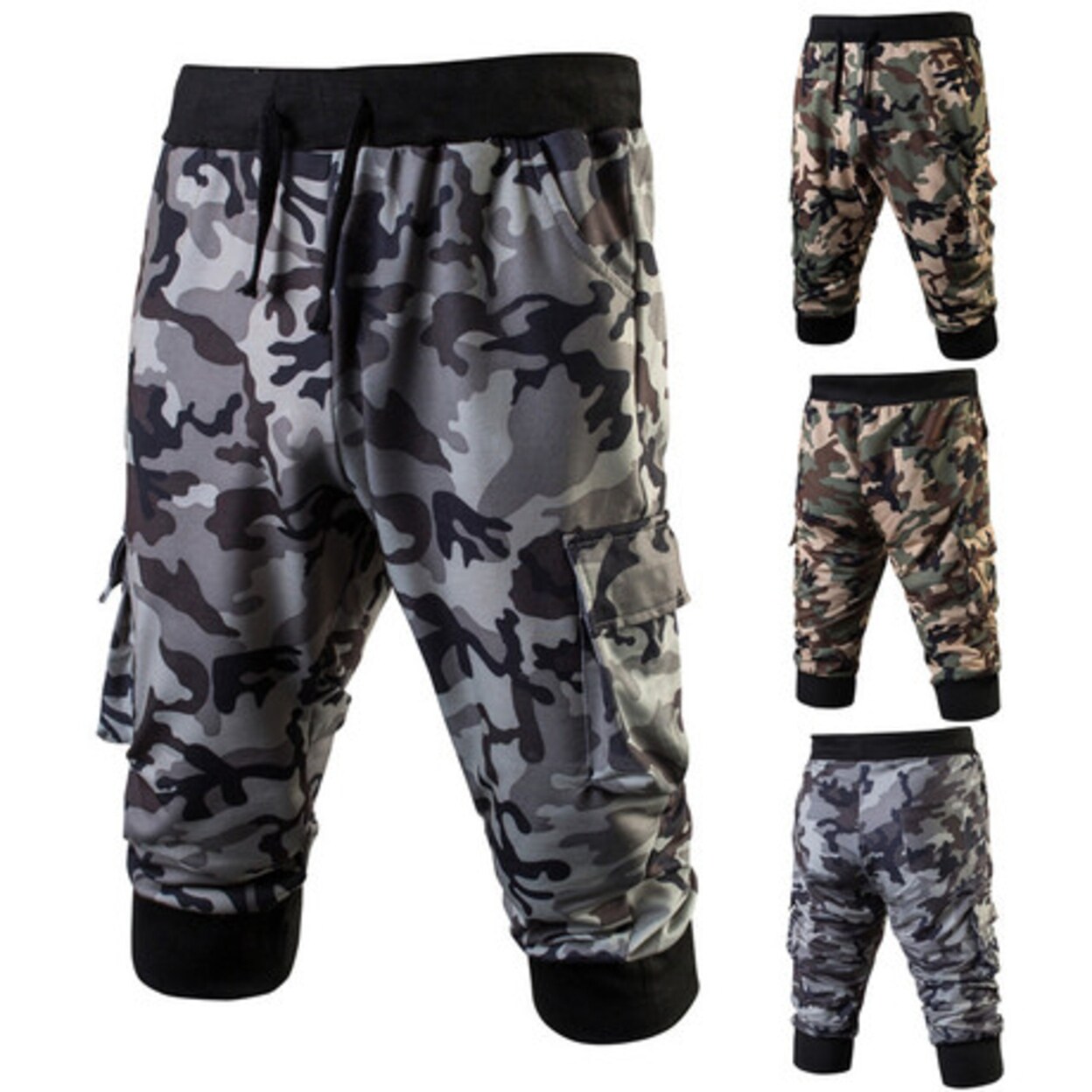 mens camo jogger shorts
