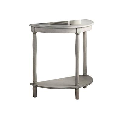 Kiana 28 Inch Side End Table, Bottom Shelf, Semicircle, Antique White Wood