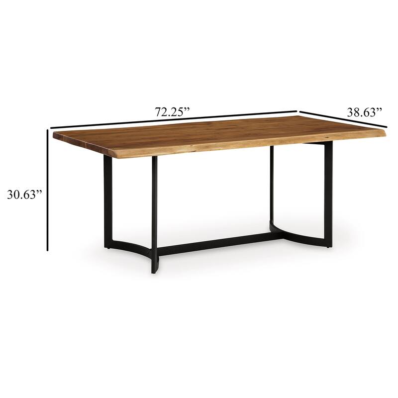 Dinno Dining Table, Live Edge Design, Light Brown Acacia Wood, 72 Inch