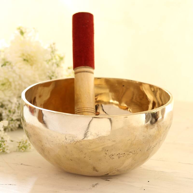 Novica Handmade Serene Play Brass Meditation Bowl (7 Inches)