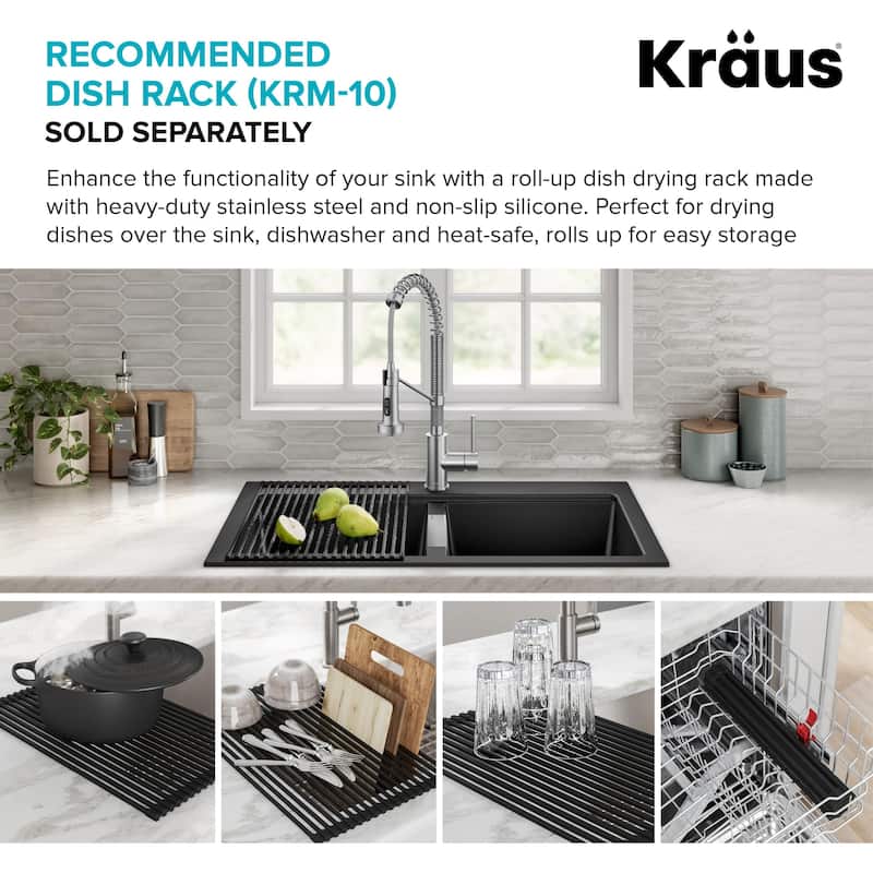 KRAUS Granite 33 inch 2-Bowl Undermount Drop-in Kitchen Sink