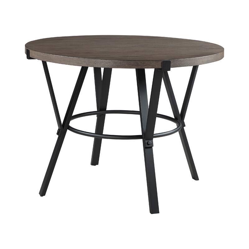 Rowl Counter Height Table, 48 Inch Brown Round Wood Top, Metal Legs