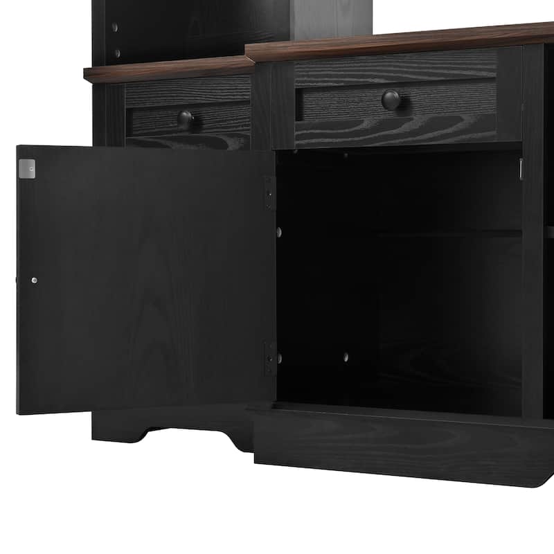 98.8" TV Stand Wall Unit with Bookshelves, Modern Entertainment Center Media Console with Adjustable Shelves & Cabinets