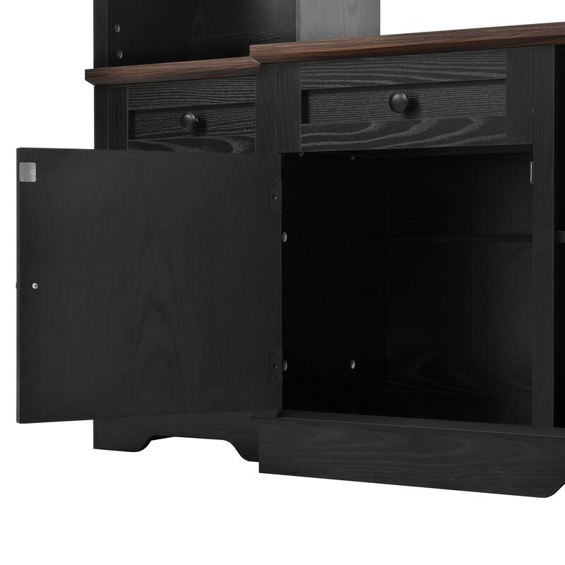Modern 98.8" W Wall Unit Entertainment Center with Bookshelves for TVs up to 80"
