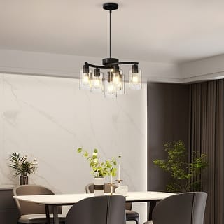 Modern Glass Chandelier Light Black Pendant Chandelier For Dining Room, Kitchen Or Living Room