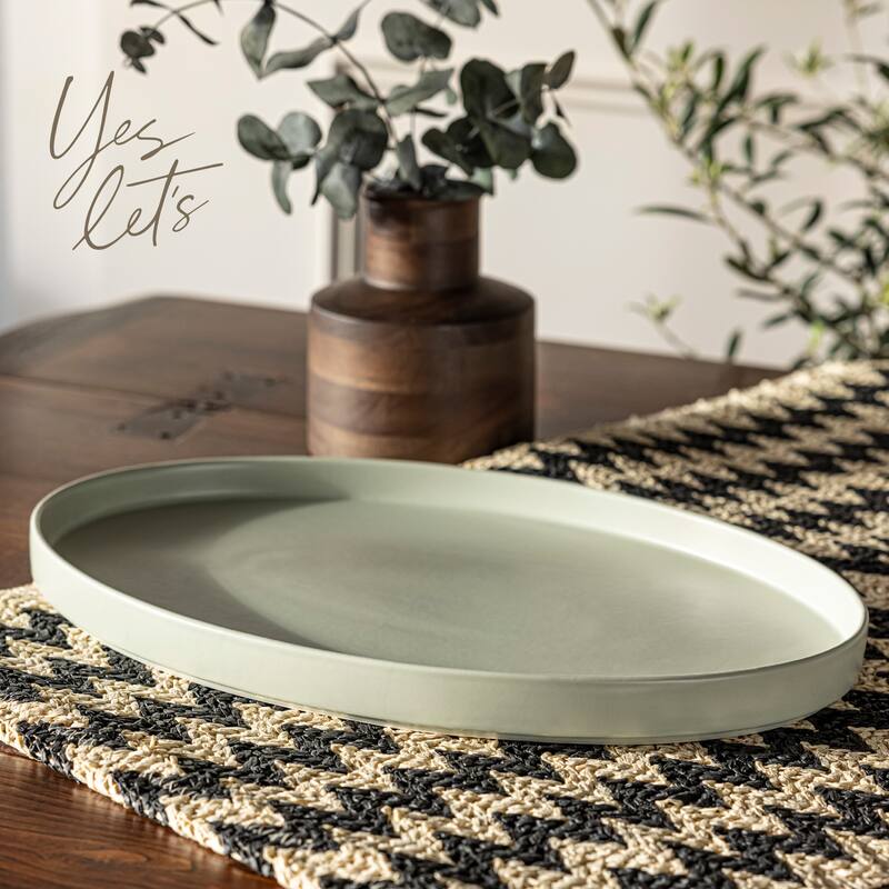 over&back Stackable Semi-Matte Stoneware Oval Serving Platter