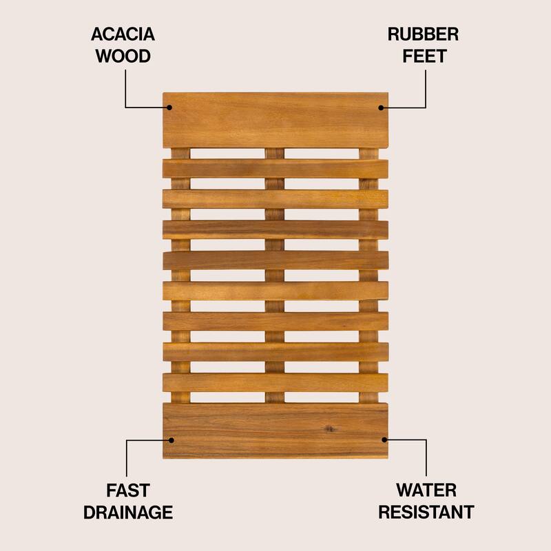 Paige Acacia Wood Slat Natural Indoor/Outdoor Shower Mat