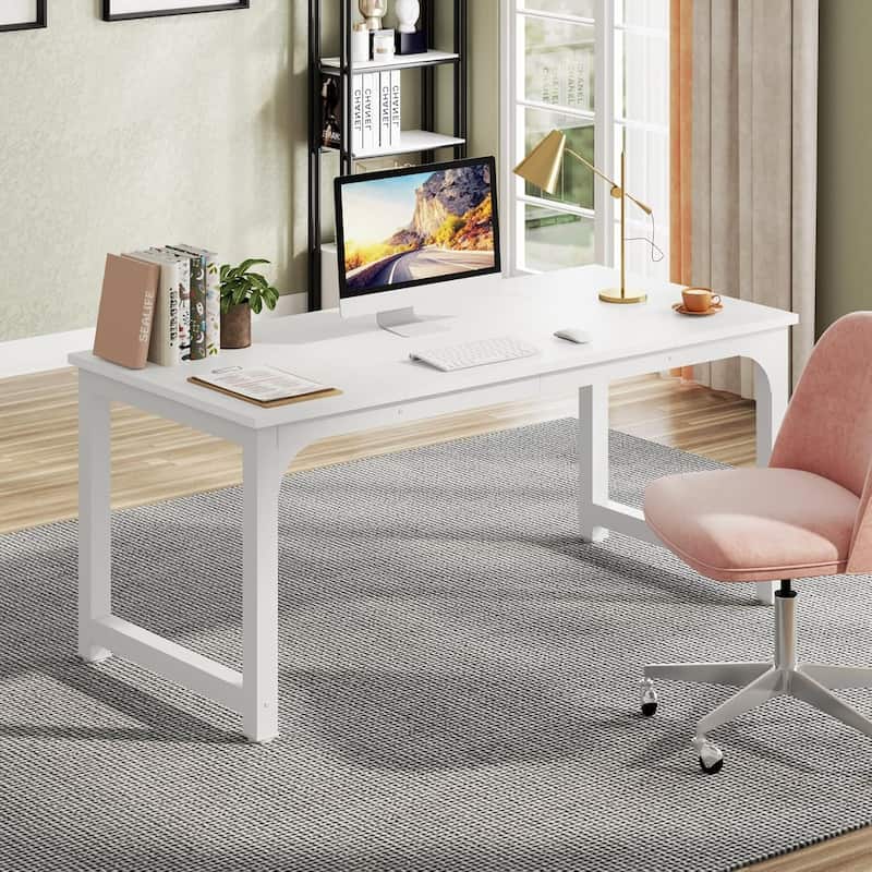 63" Executive Desk, Large Modern Office Computer Workstation with Thick Metal Frame, Business Furniture for Home Office