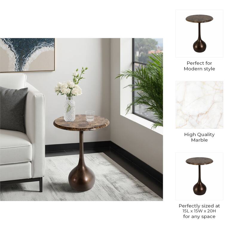 Round Accent Table - Marble Top with Ball Base - 21"