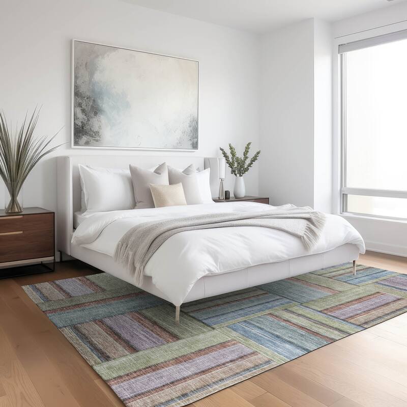 Machine Washable Indoor/ Outdoor Modern Weave Chantille Rug