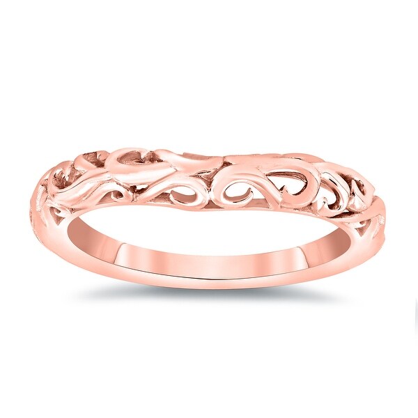 Auriya Vintage Carved 14k Gold Wedding Band