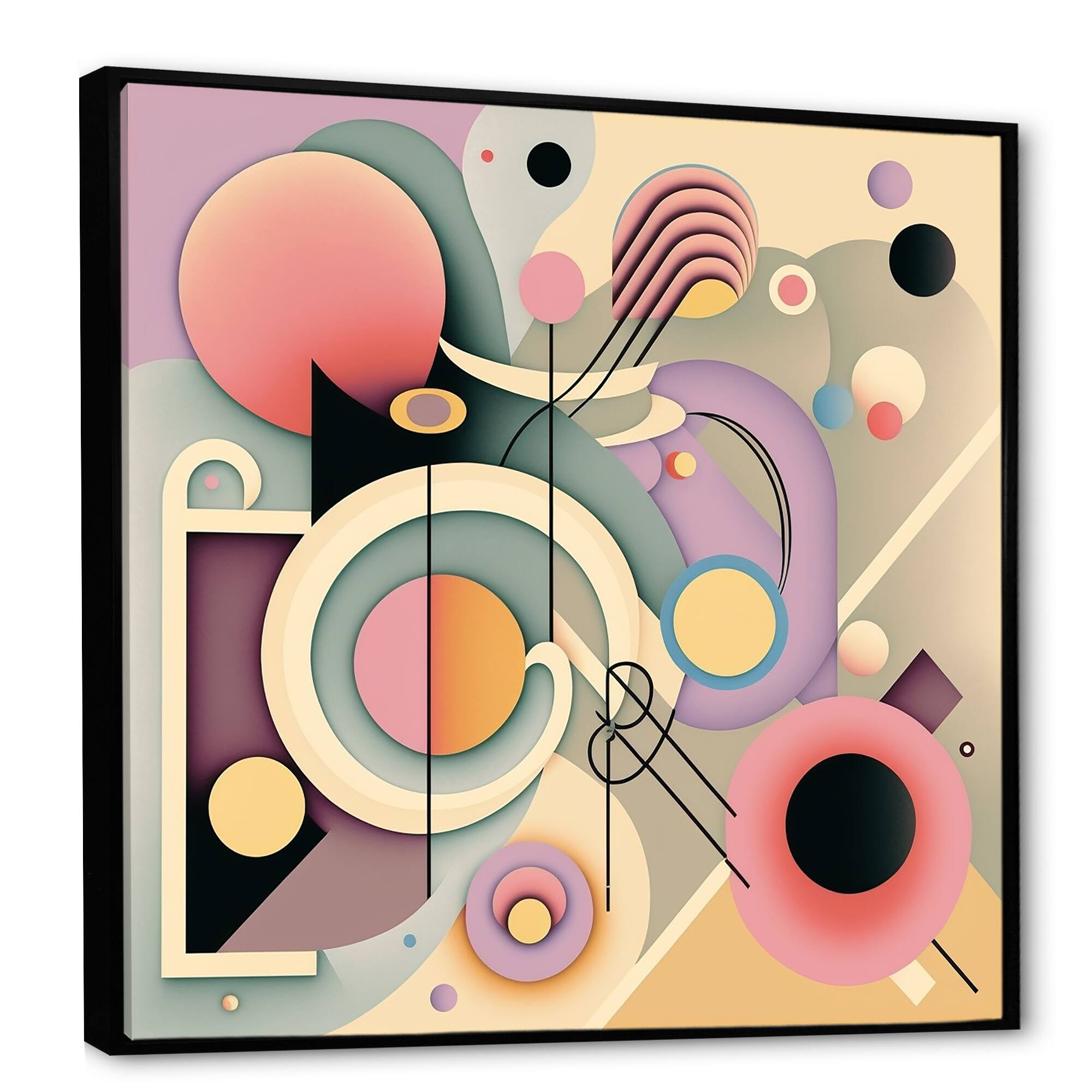 Designart "Pastel Art Deco IV" Modern Framed Canvas Art Print Bed