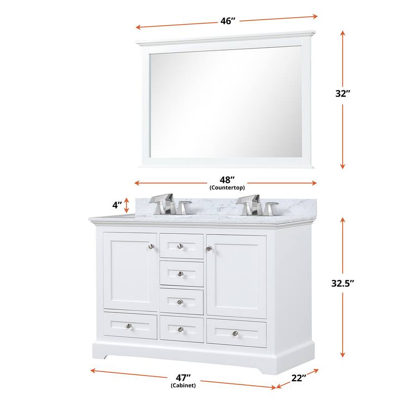 Dukes 48 in. W x 22 in. D White Double Bath Vanity