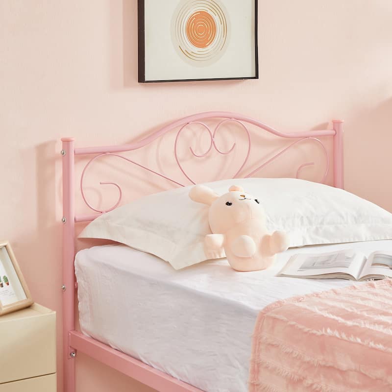 Javlergo Metal Platform Bed Frame with Modern Headboard, No Box Spring Needed