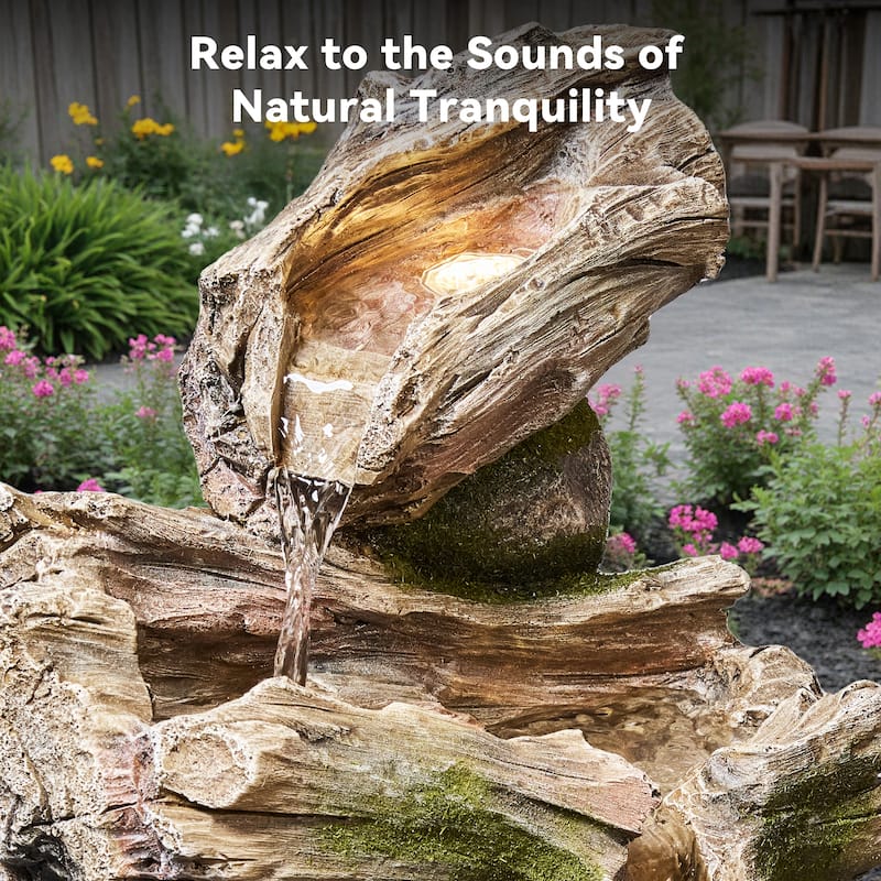 Polyresin Outdoor Rainforest Waterfall Fountain Weather Resistant with LED Lights
