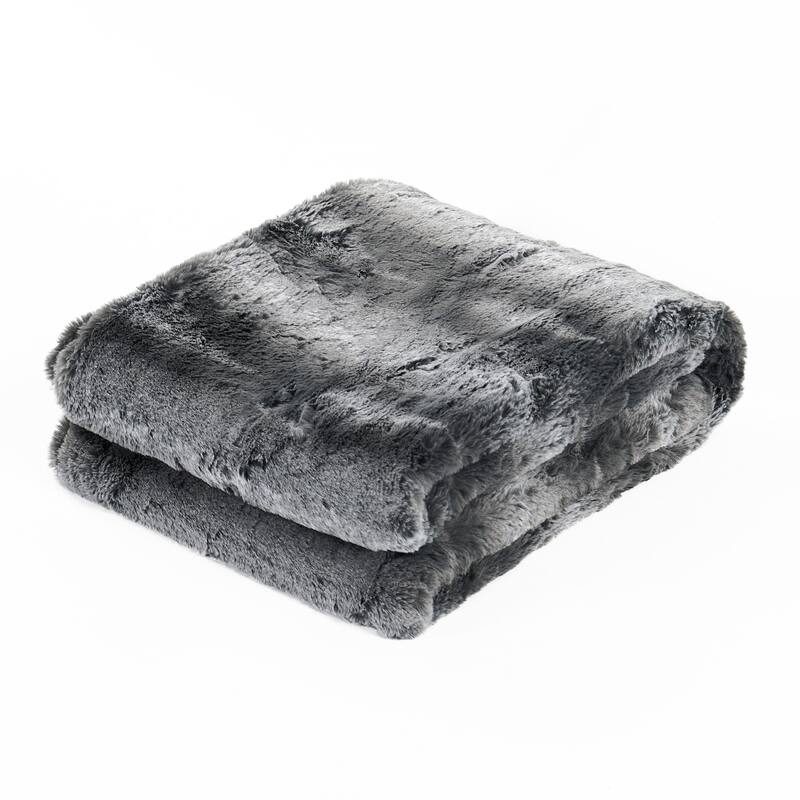 Tip Printing Light Fauxfur Throw