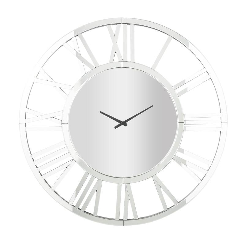 Glass Mirrored Decorative Wall Clock - Silver - Roche River Decor - Silver