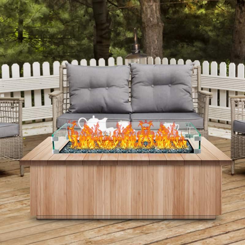 Clear Tempered Glass Outdoor Fire Pit Guard with Alloy Bracket