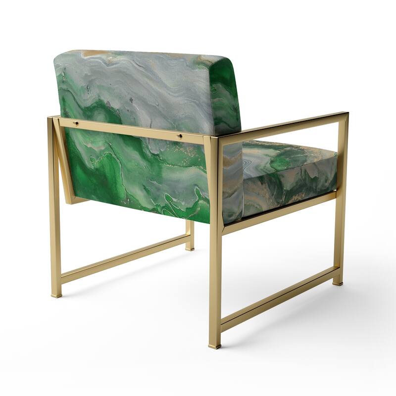Designart "Coast Blue Sea Waves Watercolour" Upholstered Abstract Accent Chair - Modern Arm Chair For Bedroom