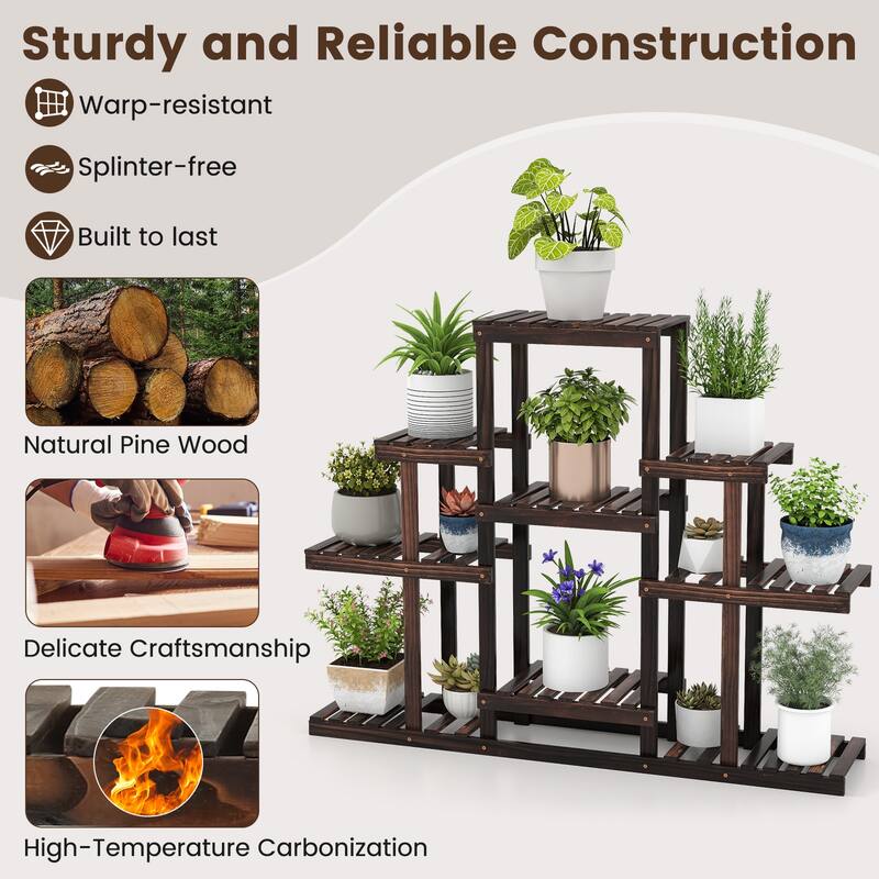Gymax 6-Tier Flower Wood Stand Plant Display Rack Multifunctional - See Details