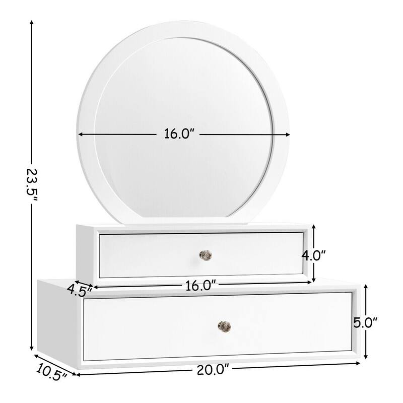 Costway Wall Mounted Vanity Makeup Dressing Home Furniture 2Drawer