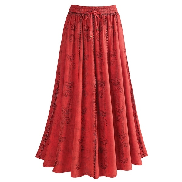 Women's Over-Dyed Maxi Skirt - Elastic Waistband - 33" Long