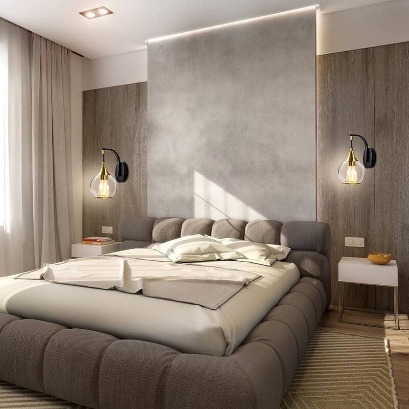 1-light wall light clear fixture light glass, metal vanity light