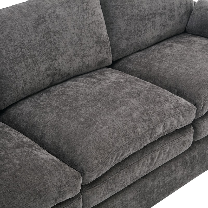 Chenille Oversized Armchair with Double Cushion Design & Lumbar Support - Plush Cloud Sofa