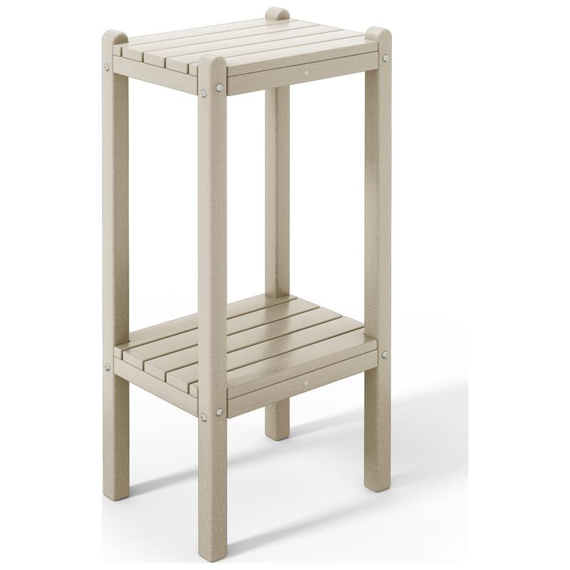 Polytrends Laguna Hdpe All Weather Outdoor Patio Two Shelf Square Table