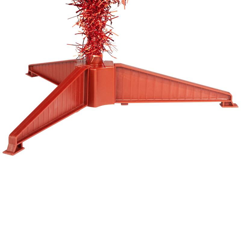 Pre-Lit Artificial Tinsel Christmas Tree - 4' - Red - Clear Lights - 4 Foot