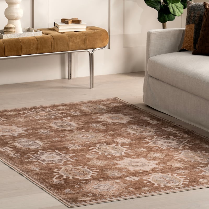 Nuloom Baylin SplashGuard Medallion Machine Washable Area Rug