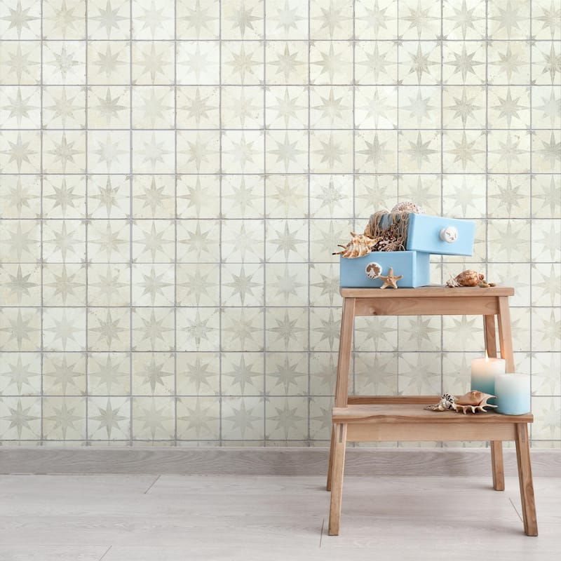 Merola Tile Harmonia Kings Star White 13" x 13" Ceramic Floor and Wall Tile