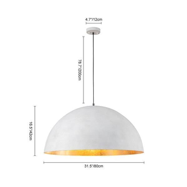 dimension image slide 9 of 15, Industrial Oversized Metal Dome Pendant Light - Modern Farmhouse