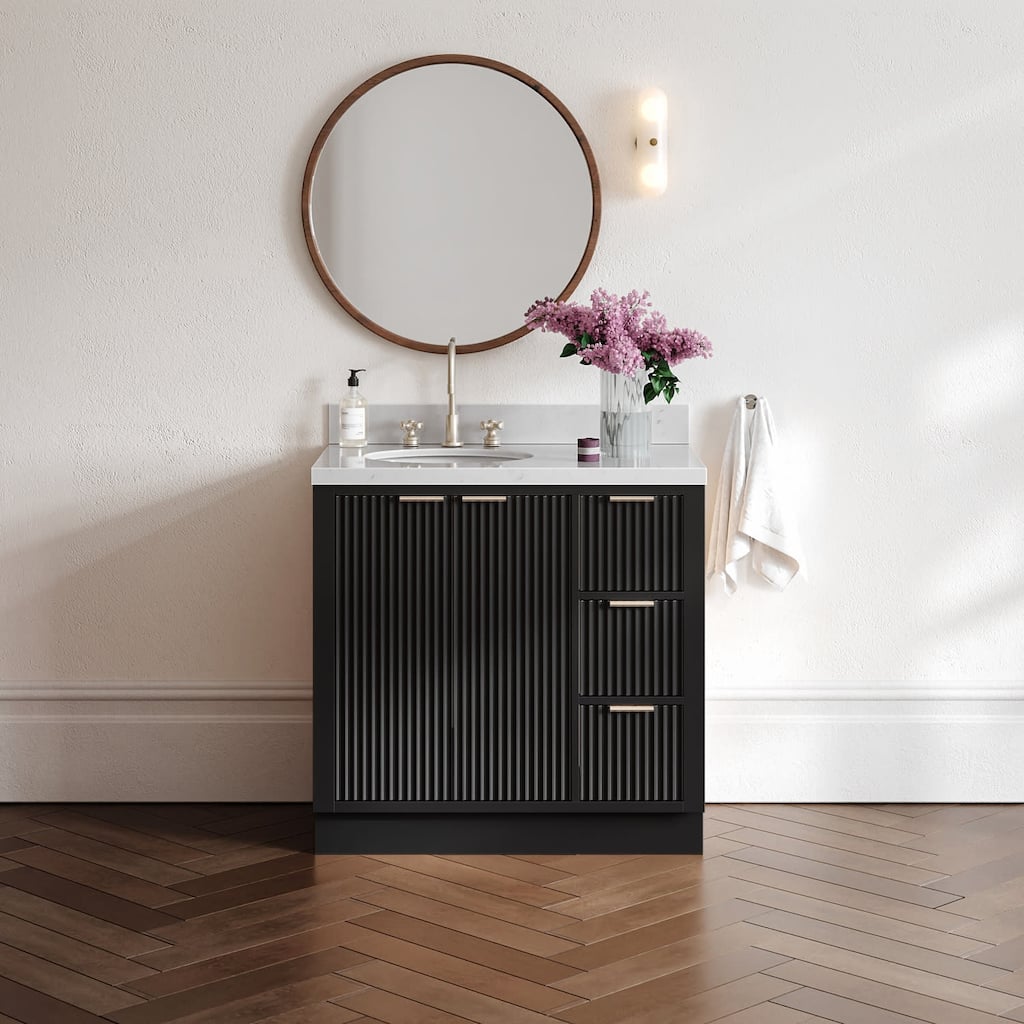 Ariel P36LCQOVO Milan 36" Free Standing Single Basin Vanity Set with