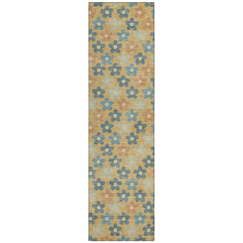 Machine Washable Indoor/ Outdoor Floral Kechi Chantille Rug