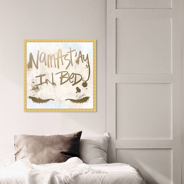 Shop Oliver Gal Namastay In Bed Typography And Quotes Framed Wall Art Prints Inspirational Quotes And Sayings Gold Yellow Overstock 31287458