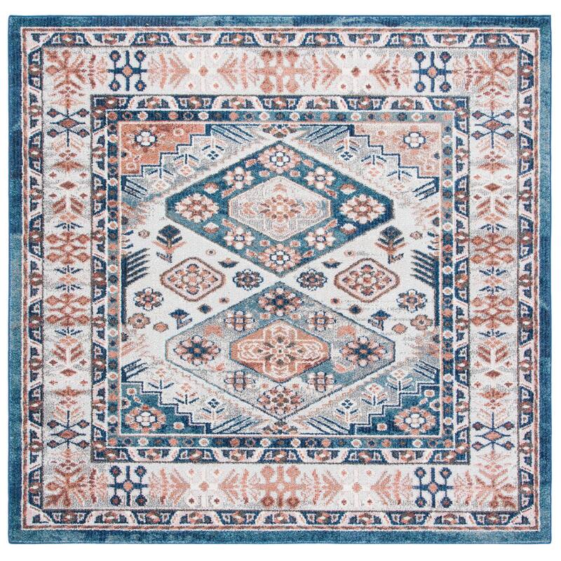 SAFAVIEH Crystal Franchette Oriental Rug - 6'7" Square - Ivory/Blue - Square