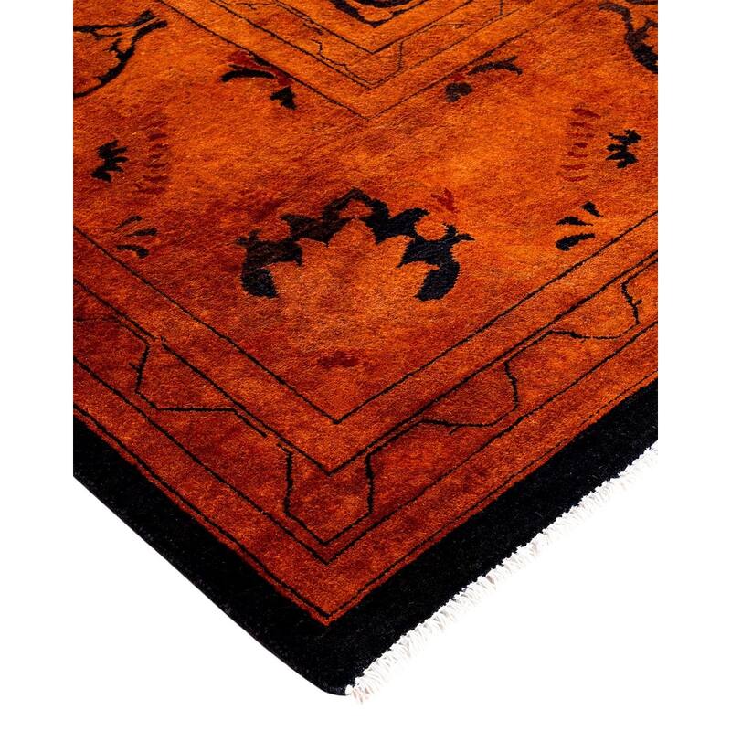Overdyed, One-of-a-Kind Hand-Knotted Area Rug - Orange - 9' 2" x 11' 6"
