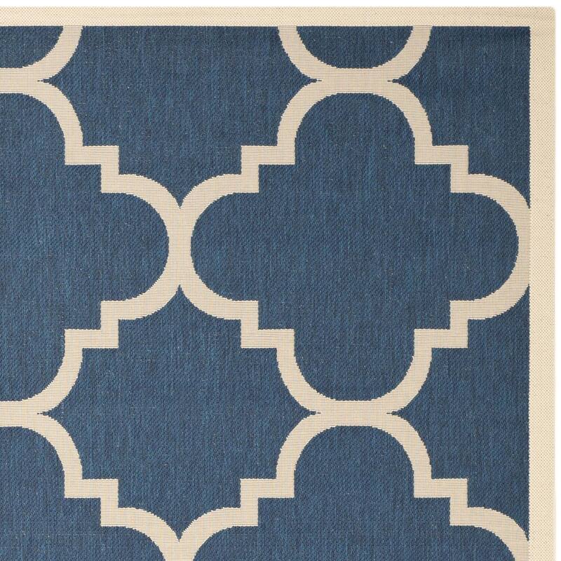 Modern Area Rug - 5x8 Green Beige Trellis - Indoor Outdoor Washable Accent Rug - 96 x 60