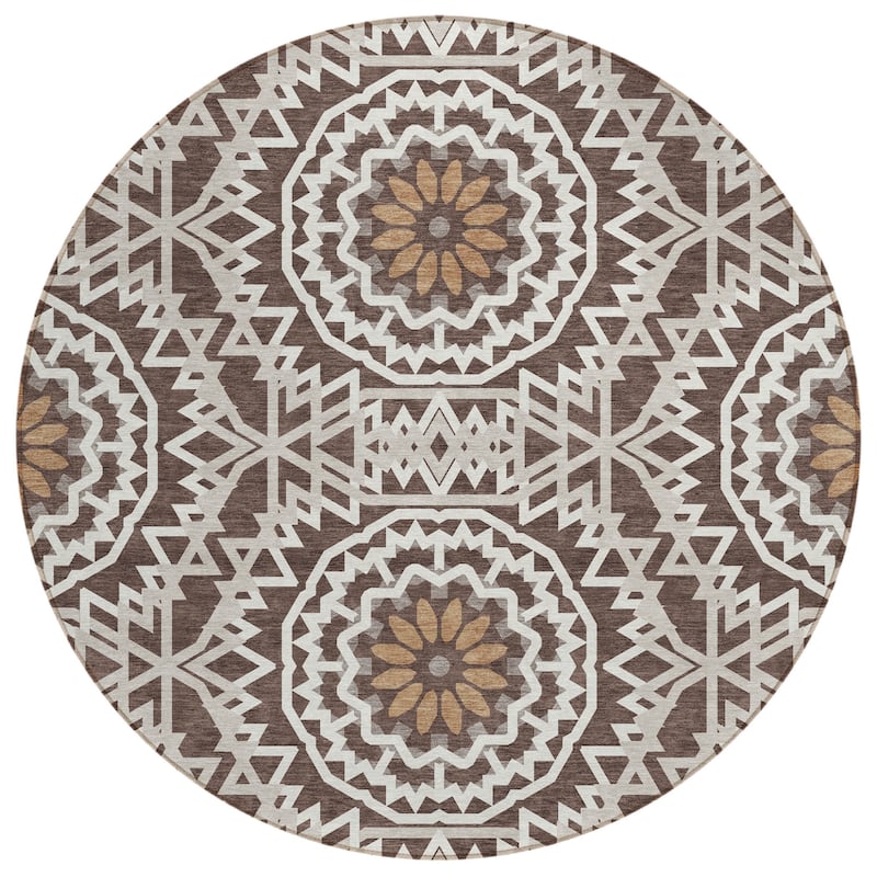 HomeRoots Floral Medallion Transitional Rectangle Outdoor Rug