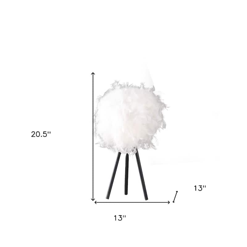 21" Modern Tripod Table Lamp with Faux Feather Shade - 13" x 13" x 20.5"