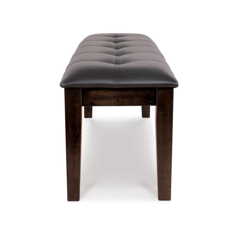 Hado Dining Bench, 49 Inch, Tufted Faux Leather Seat, Dark Brown