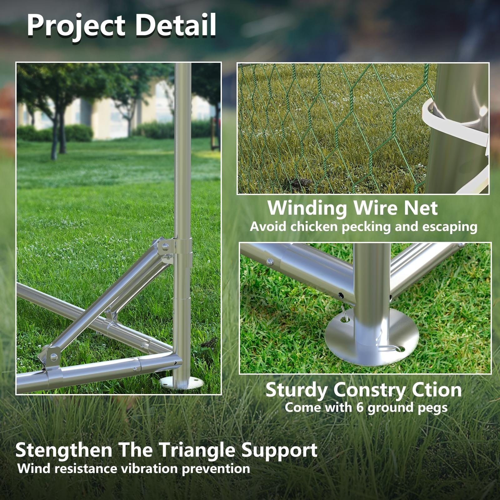 BOSSIN Bold Chicken Coop Run Large Metal Chicken Pen